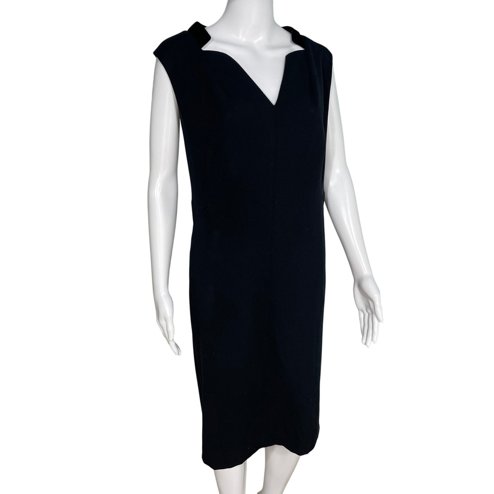 Worthington Black Sleeveless Sheath Dress Velvet Trim Notched Neck Plus Size 20W